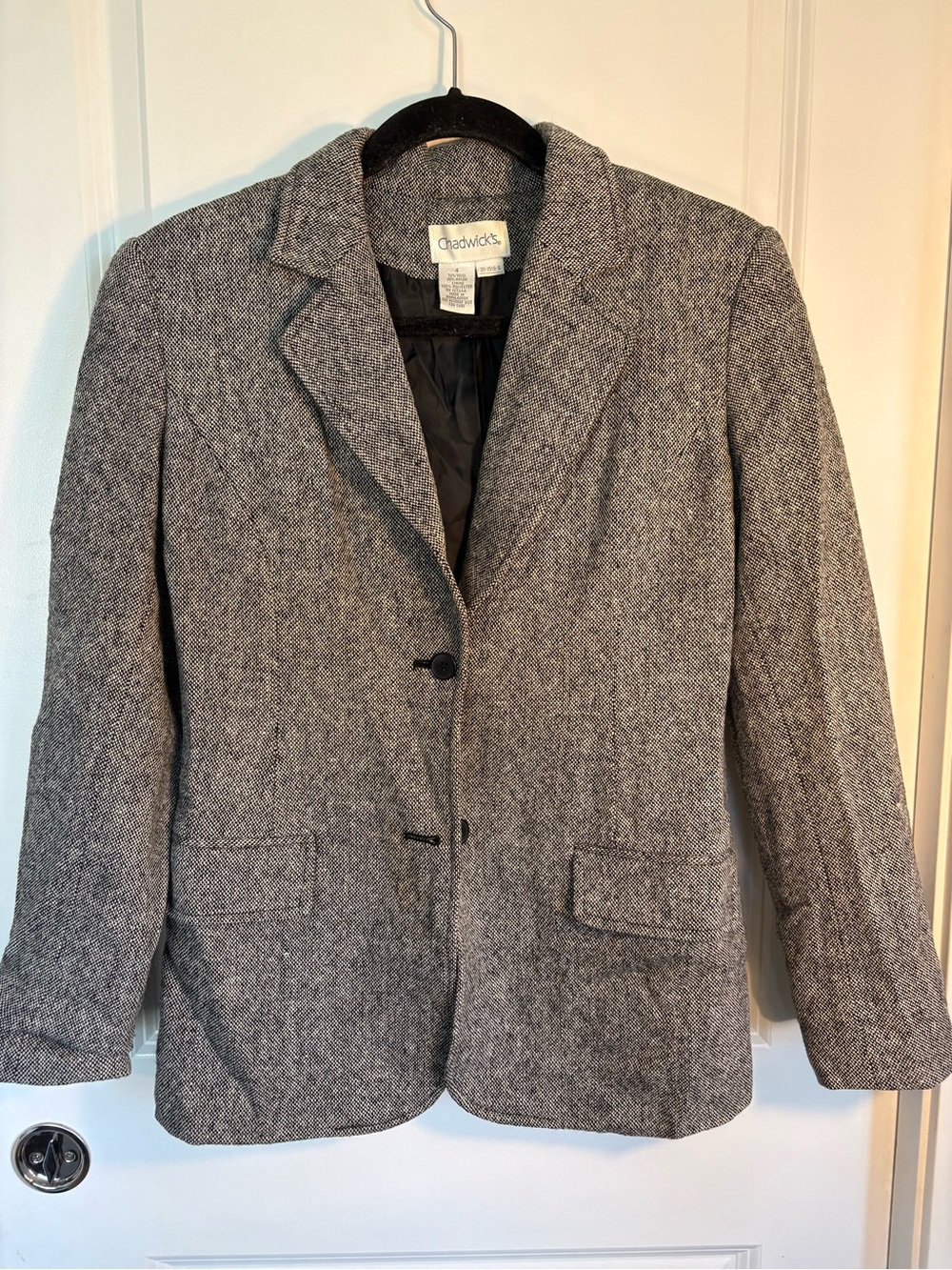 Vintage Chadwicks Women's Gray Herringbone Blazer Jacket
